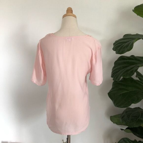 Claudie Pierlot Pink V-neck Lace Detail Blouse 38 - Picture 6 of 11